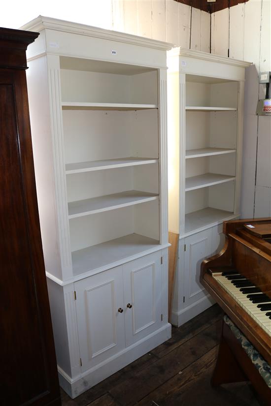 Pair painted bookcases